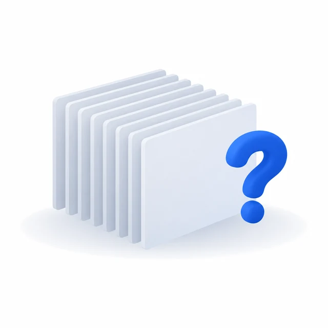A stack of identical screen panels with one question mark in front of it