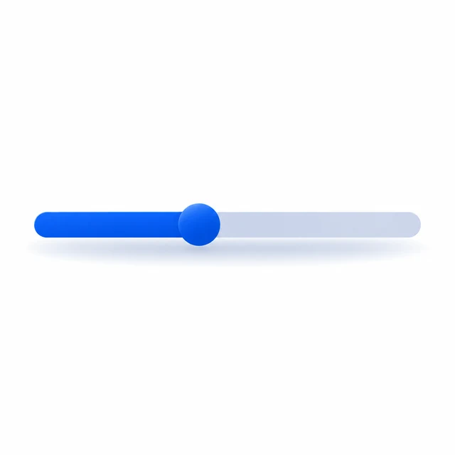 A slider track, blue up to a handle part way along and pale beyond it