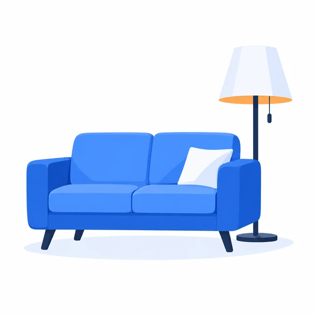 Sofa and floor lamp