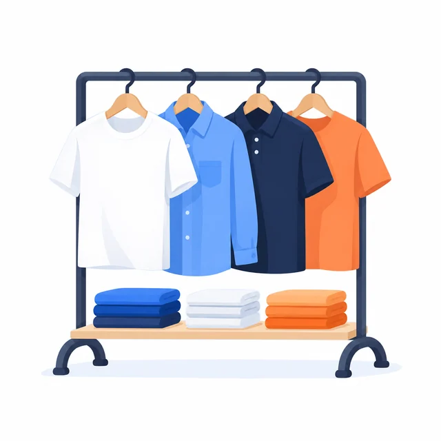 Clothes rack with shirts