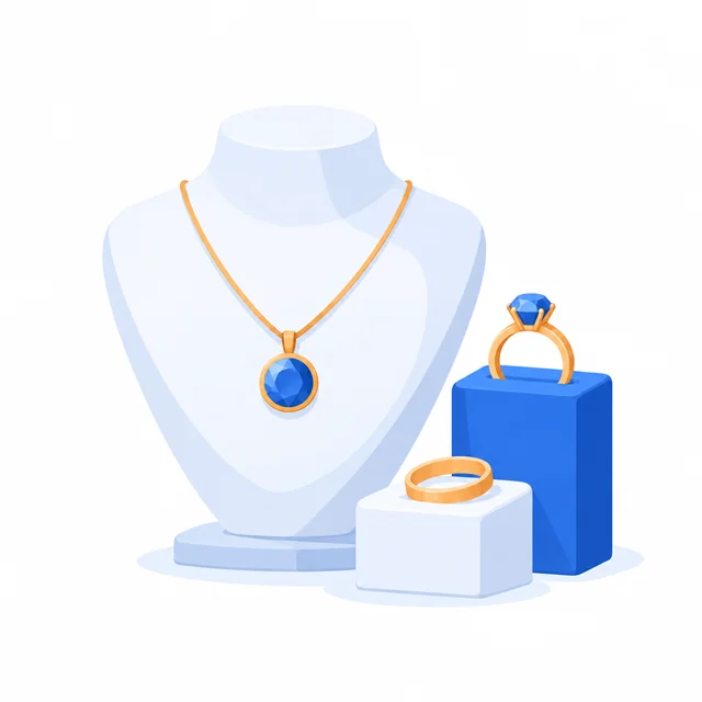 Necklace on a stand with two rings